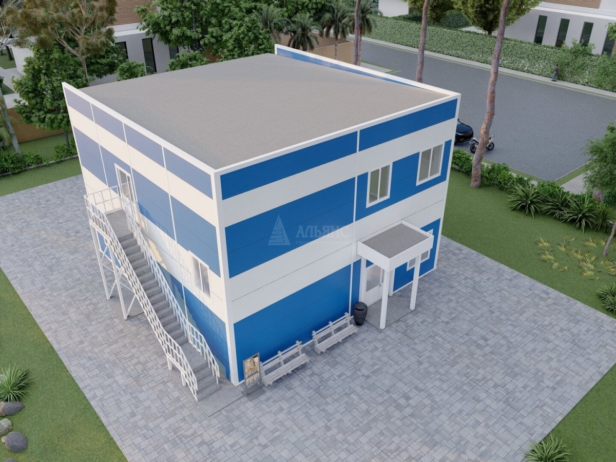 3D визуализация Офисное здание из сэндвич-панелей - фото 4