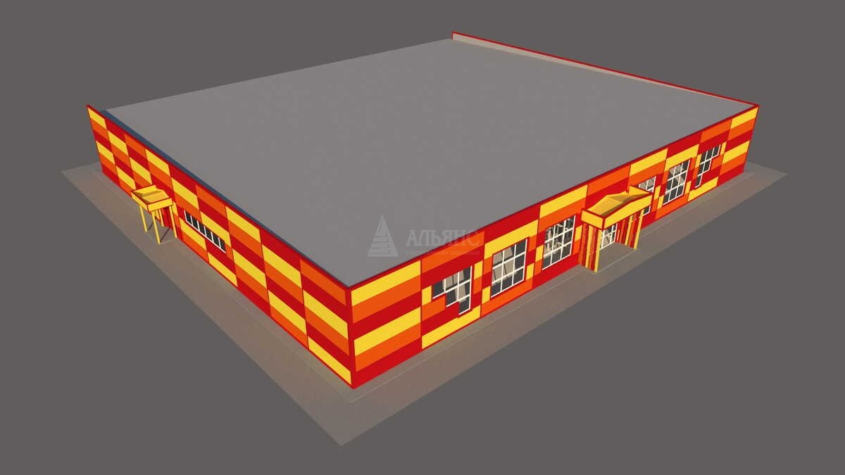 3D визуализация Торговый центр из сэндвич-панелей - фото 9